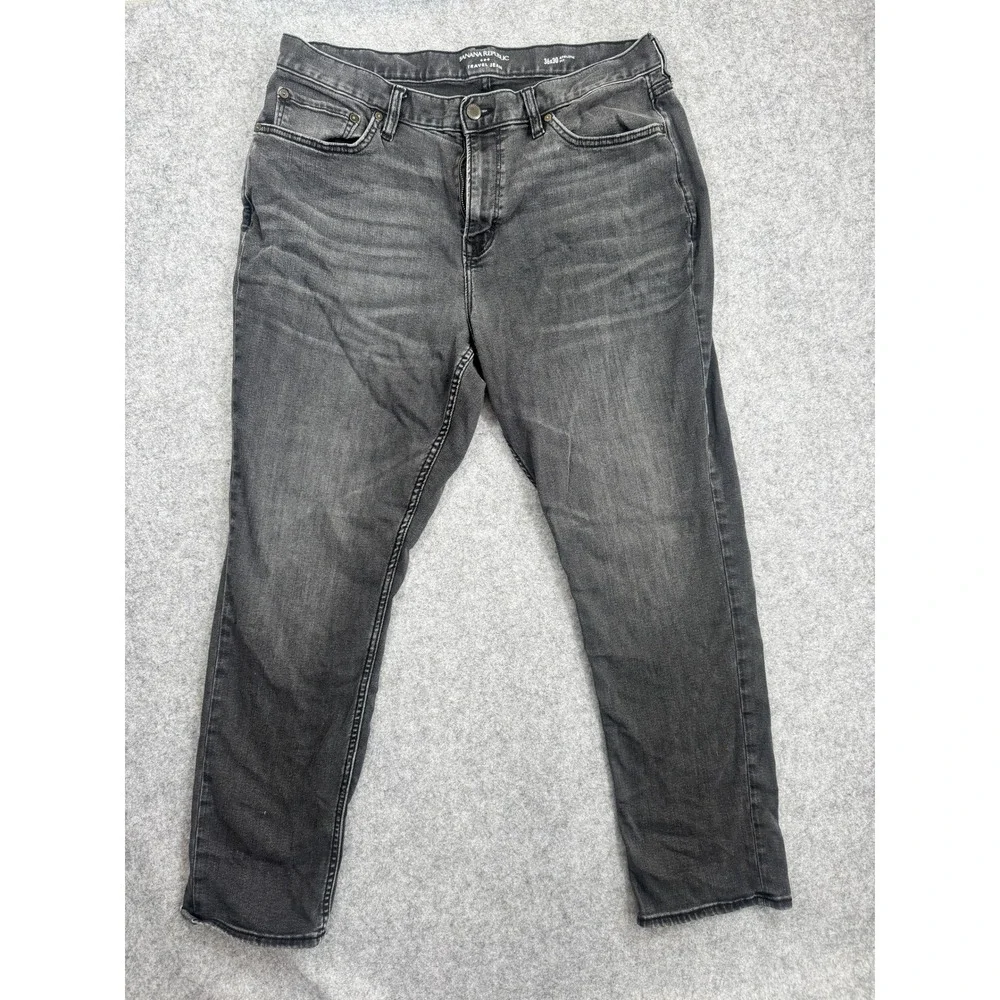 Banana Republic Travel Jeans Mens 36x30 Gray Stretch Athletic Fit Denim Pants